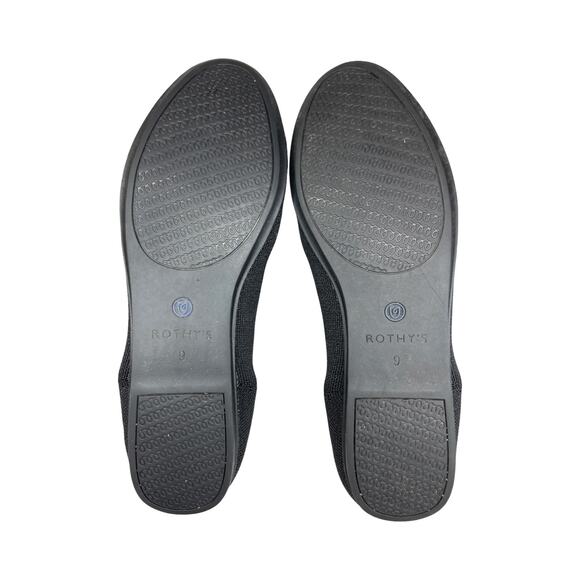 Rothy’s The Loafer Women’s 9 Black Knit Flats Blue Trim Sustainable Shoes - Picture 4 of 9